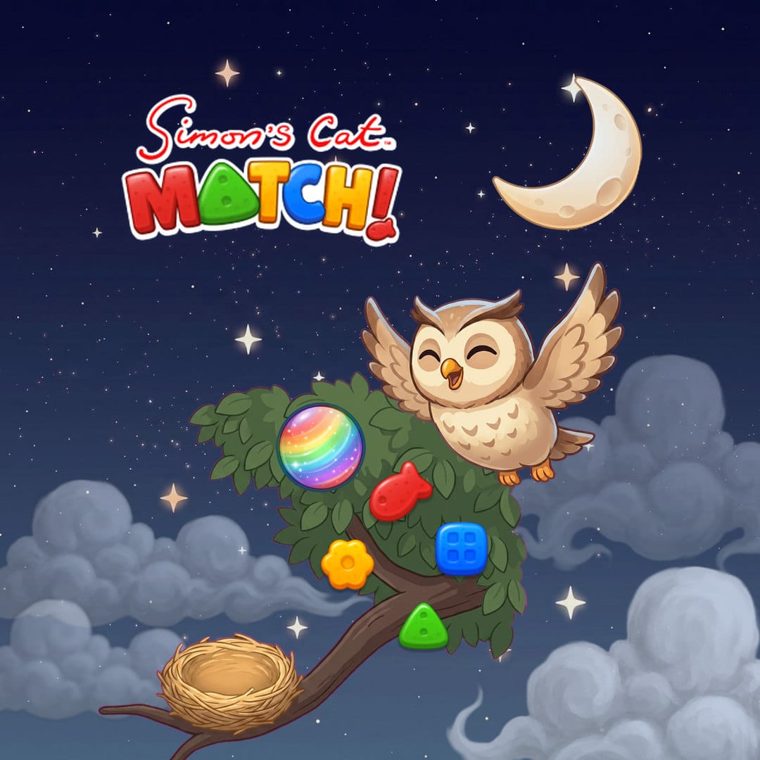 Mobile game artwork with an owl character, for the Tactile case study