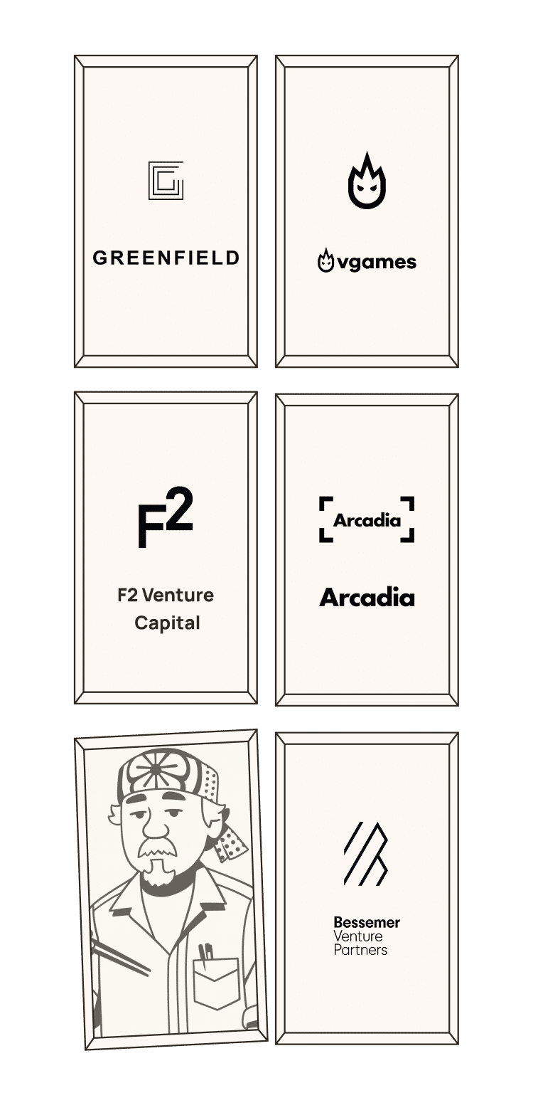 Grid of small mobile game UI element mockups