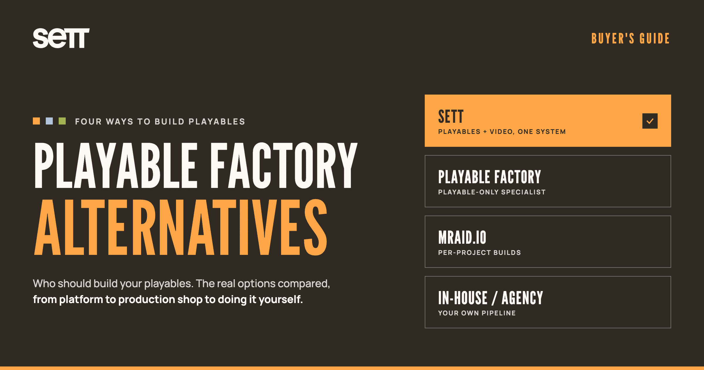 Playable Factory Alternatives guide cover graphic