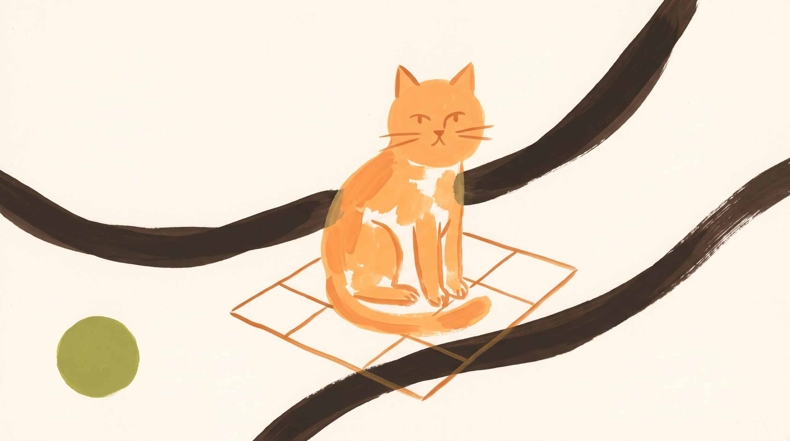 Unpredictable Hits newsletter issue 13 cover: hand-painted orange cat sitting on a sudoku grid